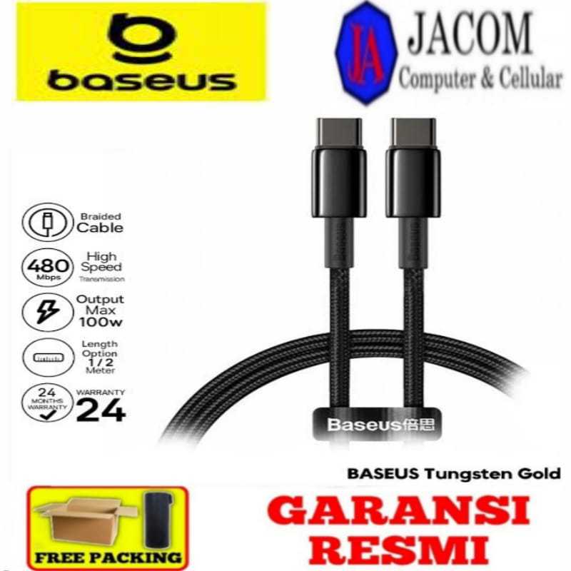 KABEL DATA  BASEUS TUNGSTEN TYPE C TO TYPE C 100W 1M/2M ORIGINAL
