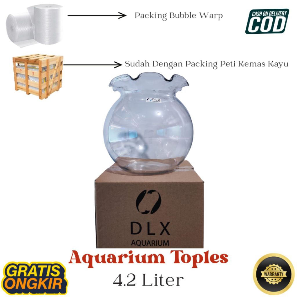 DLX Aquarium 4.2 Liter Aquarium Bulat Toples Serbaguna Ikan Hias Vas Bunga Hiasan Rumah Undian Packi