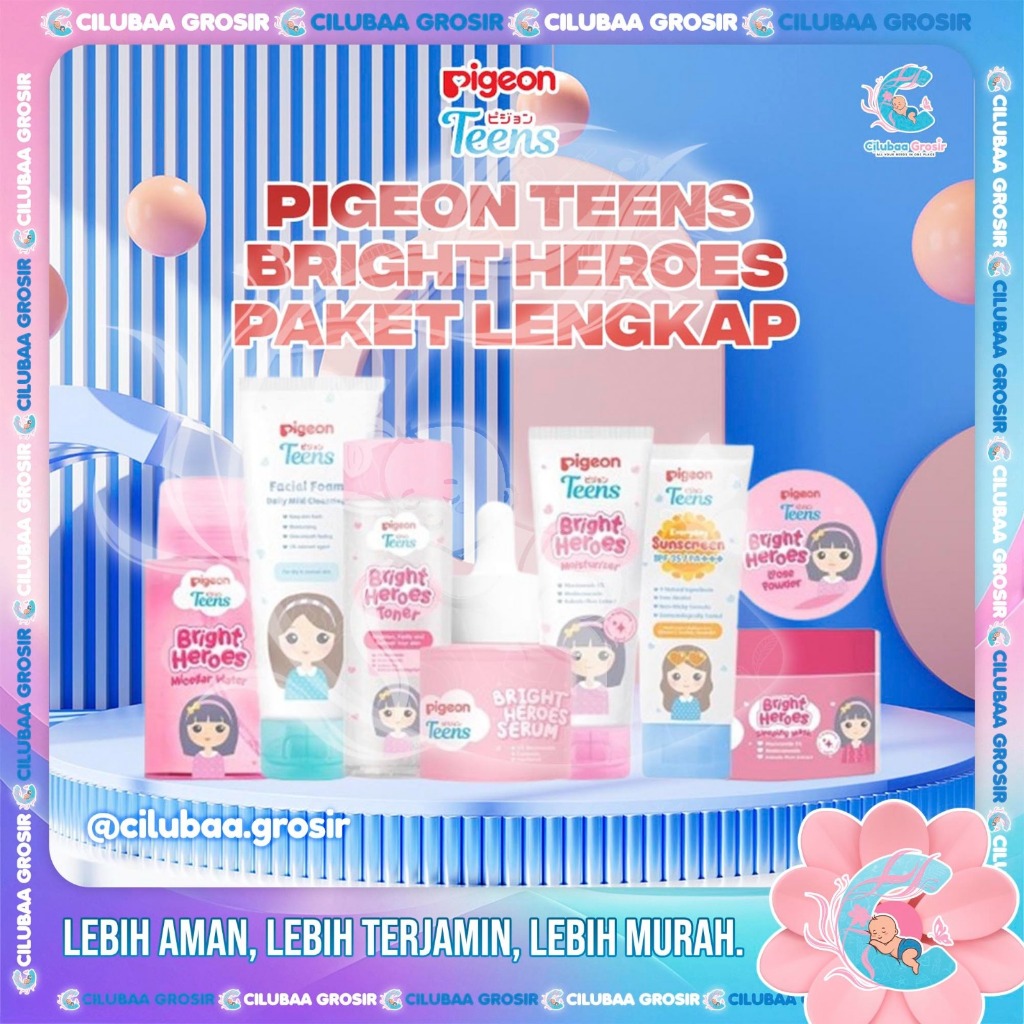 PIGEON TEENS Bright Heroes Paket Lengkap Isi 8 || Skincare remaja mencerahkan || Niacinamide infused