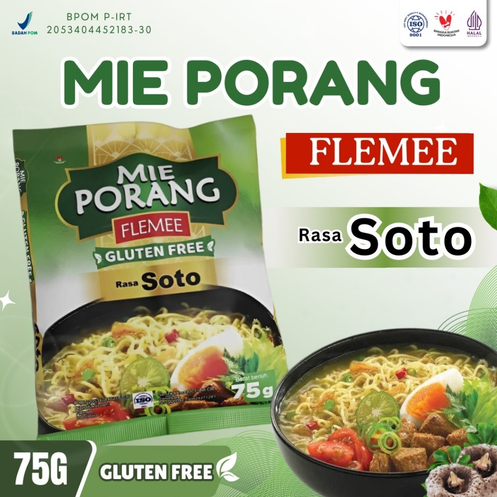 

Flemee Mie Porang Mocaf Gluten Free Rasa Soto