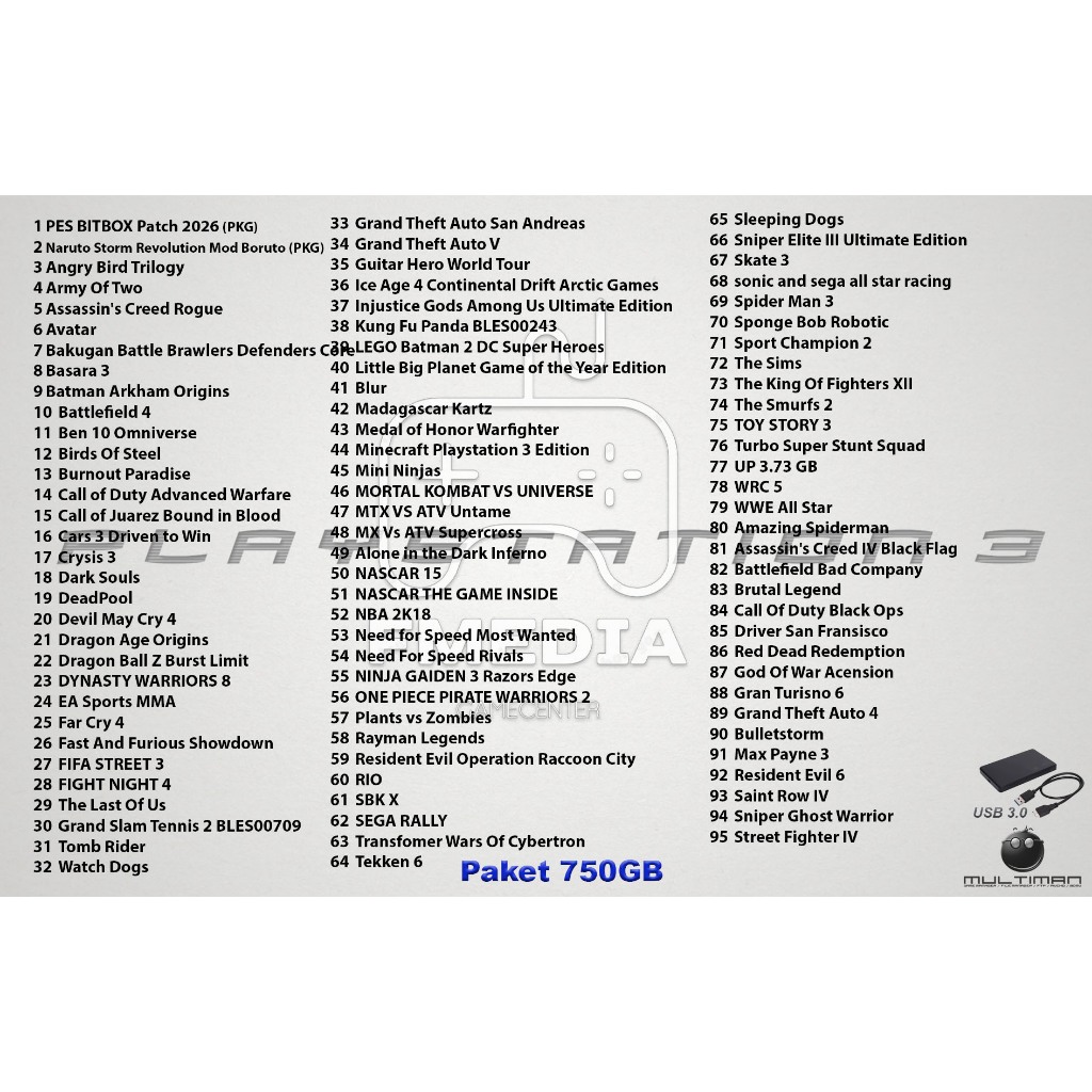 Hardisk Eksternal PS3 750GB