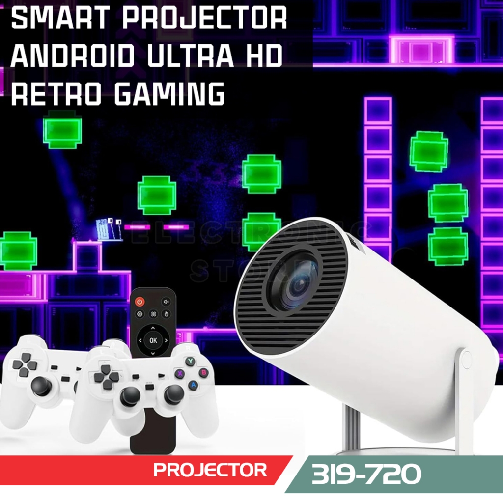 Proyektor Android Tv with wifi Gamepad Proyektor Smart Projector 4K Mirror Android.