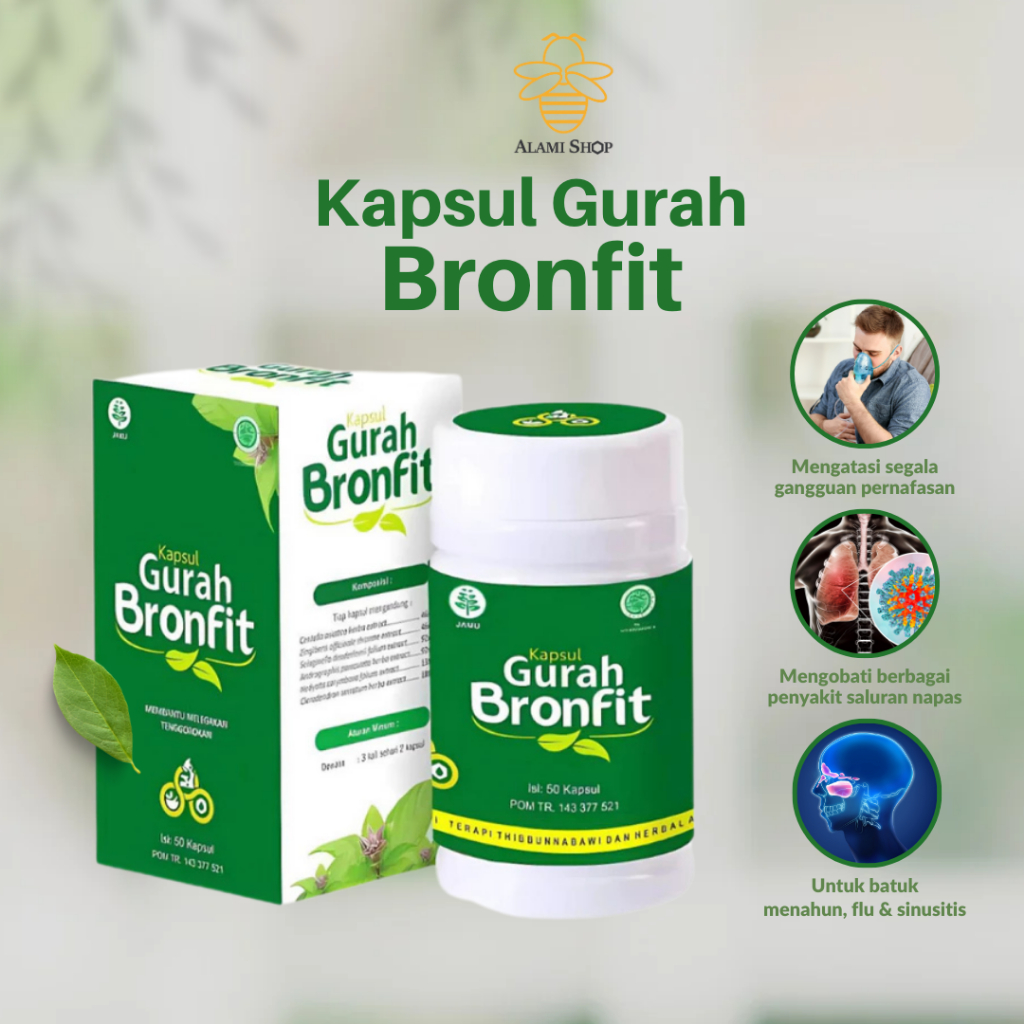 Bronfit Kapsul Gurah Herbal – Redakan Flu, Pilek, Batuk & Bronkitis 50 kapsul
