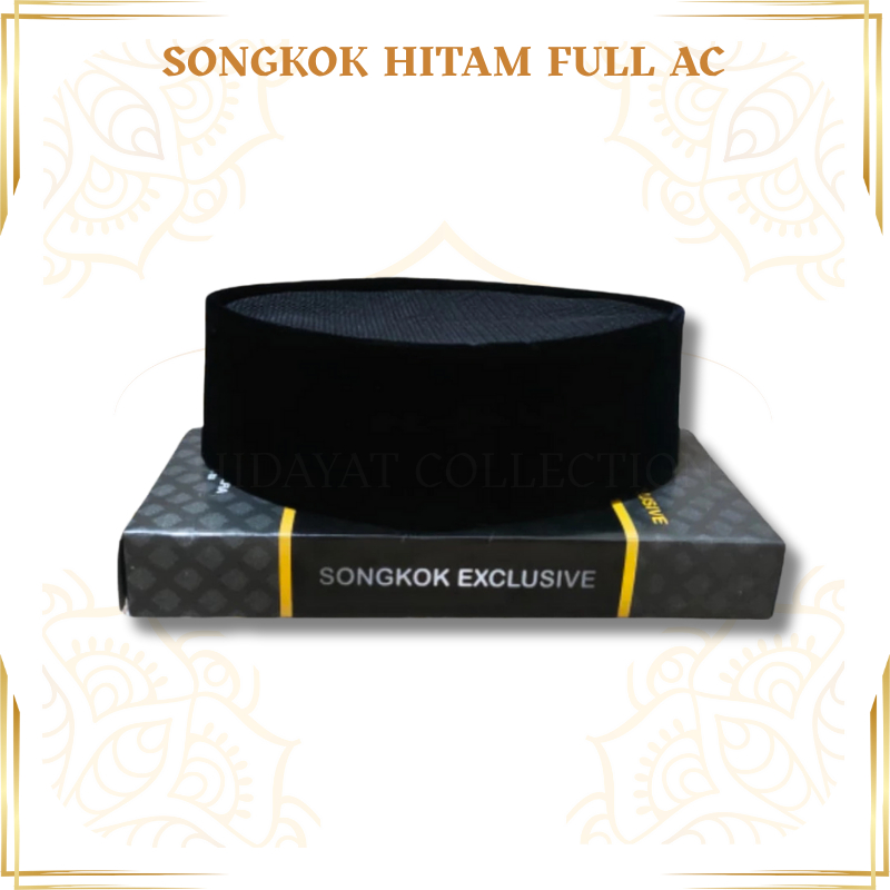 Songkok Hitam Premium Full AC Peci Hitam Full AC Tinggi 8 Kopiah Hitam Full AC