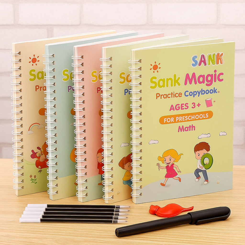 

SANK Magic Book Set 4 Buku + Pulpen | Buku Ajaib Anak Belajar Menulis, Berhitung & Menggambar