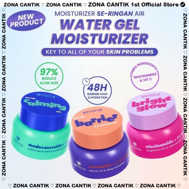 Emina Water Gel Moisturizer 30g | Moisturizer Emina, Emina Water Gel Moisturizer, Pelembap Emina