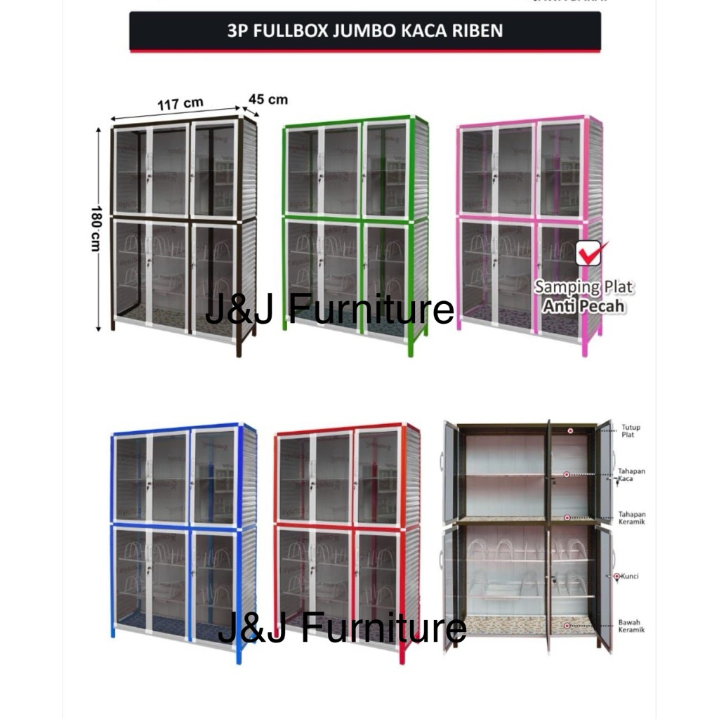 Lemari rak piring kaca riben murah lemari piring kaca murah