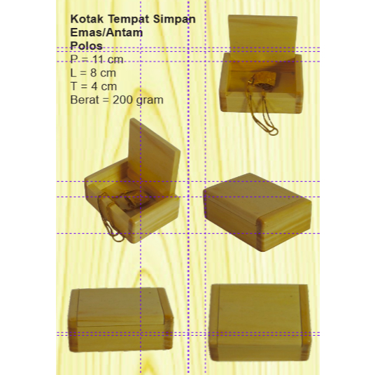 [11 x 8 x 4 cm] GS4 Woodcraft- Kotak Tempat Simpan Emas/Antam Kayu Pinus Polos