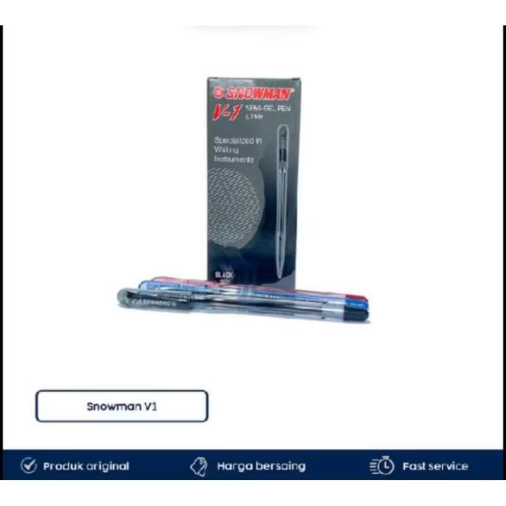 

(1 PAK) Pulpen Bolpen Pena SNOWMAN V-1 isi 12 biji