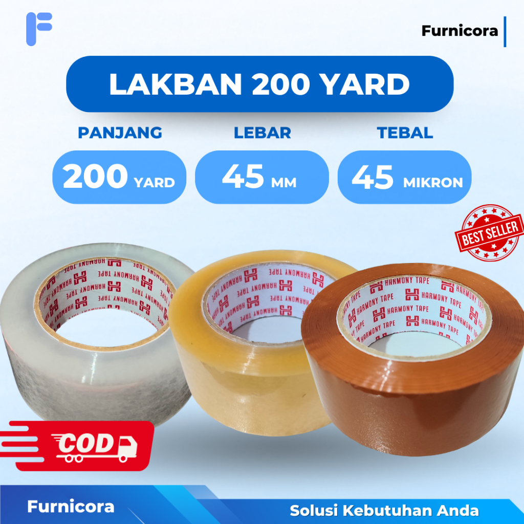 

Lakban Bening Coklat Harmony 200 Yard Kuat - Solasi Lakban Harmony Tebal dan Kuat