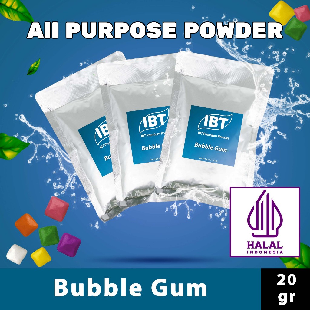 

Bahan Minuman Bubuk Rasa Bubble Gum IBT Premium Powder Sachet