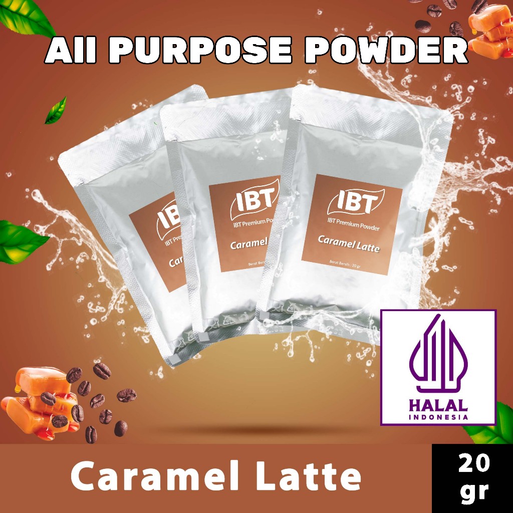 

Bahan Minuman Bubuk Rasa Caramel Latte IBT Premium Powder Sachet