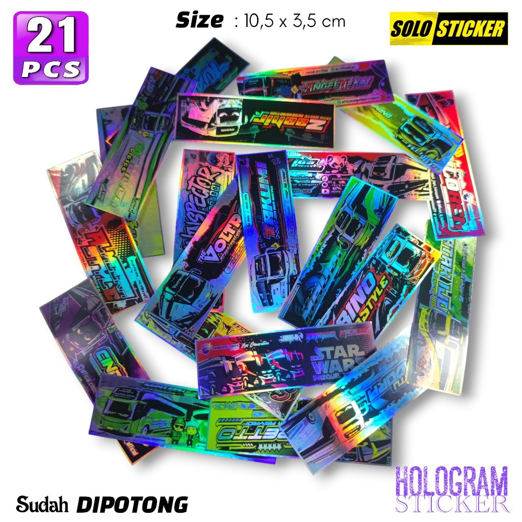 

Stiker Hologram Bus Mania 21 pc Waterproof Sticker Laptop Paper Stationery Tumbler HP Diary Notebook