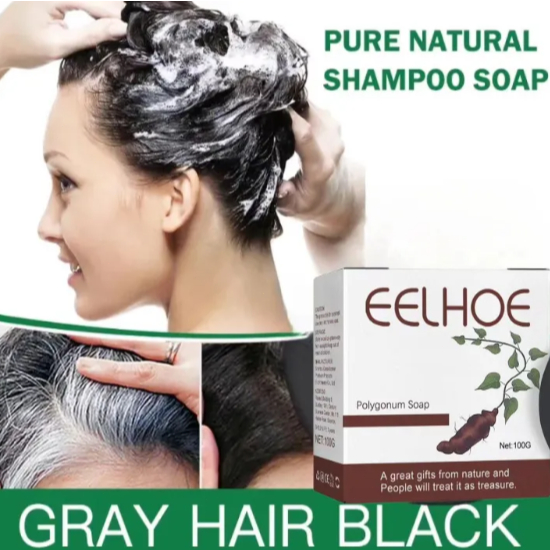 EELHOE Pria Rambut Hitam Sabun Penggelap Rambut Sabun Sampo Bar Penggelap Polygonum Essence Hair Dar