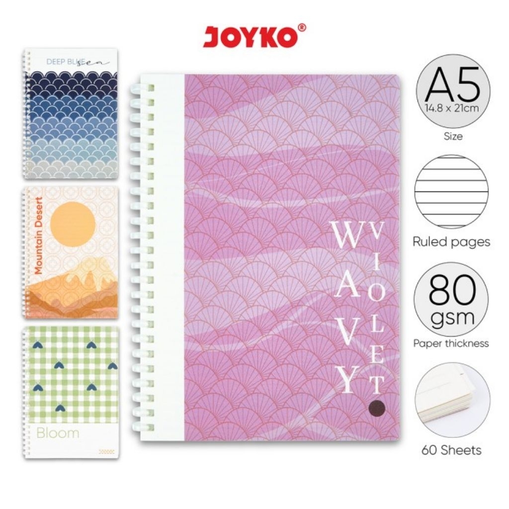 

RULED NOTEBOOK JOYKO NB-736 A5 80GSM/ NB-724 / BUKU CATATAN A5 PASTEL SOFT RING COVER