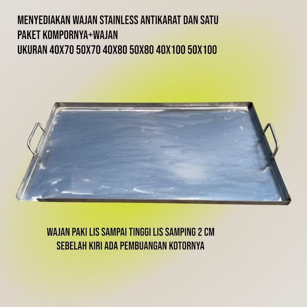 WAJAN STAINLESS ANTIKARAT UKURAN 40X7050X70 40X80 50X80 40X100 50X100