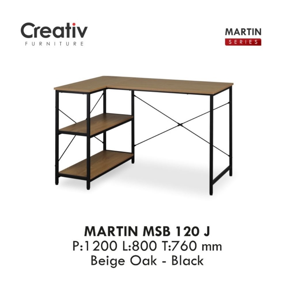 Meja kerja sudut kaki besi Activ MARTIN MSB120J - BANDUNG area saja