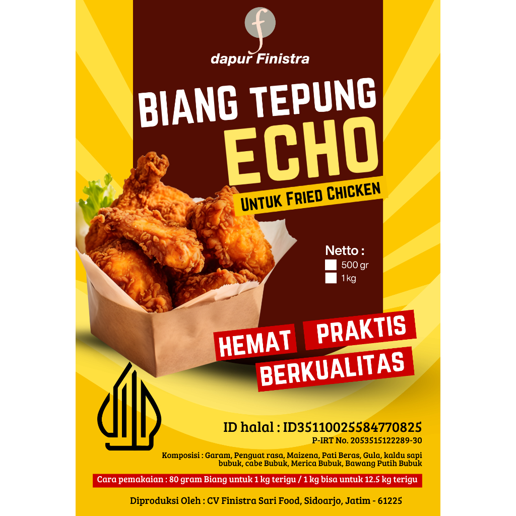 

Tepung Biang Fried Chicken 500 gram ECHO Dapur Finistra