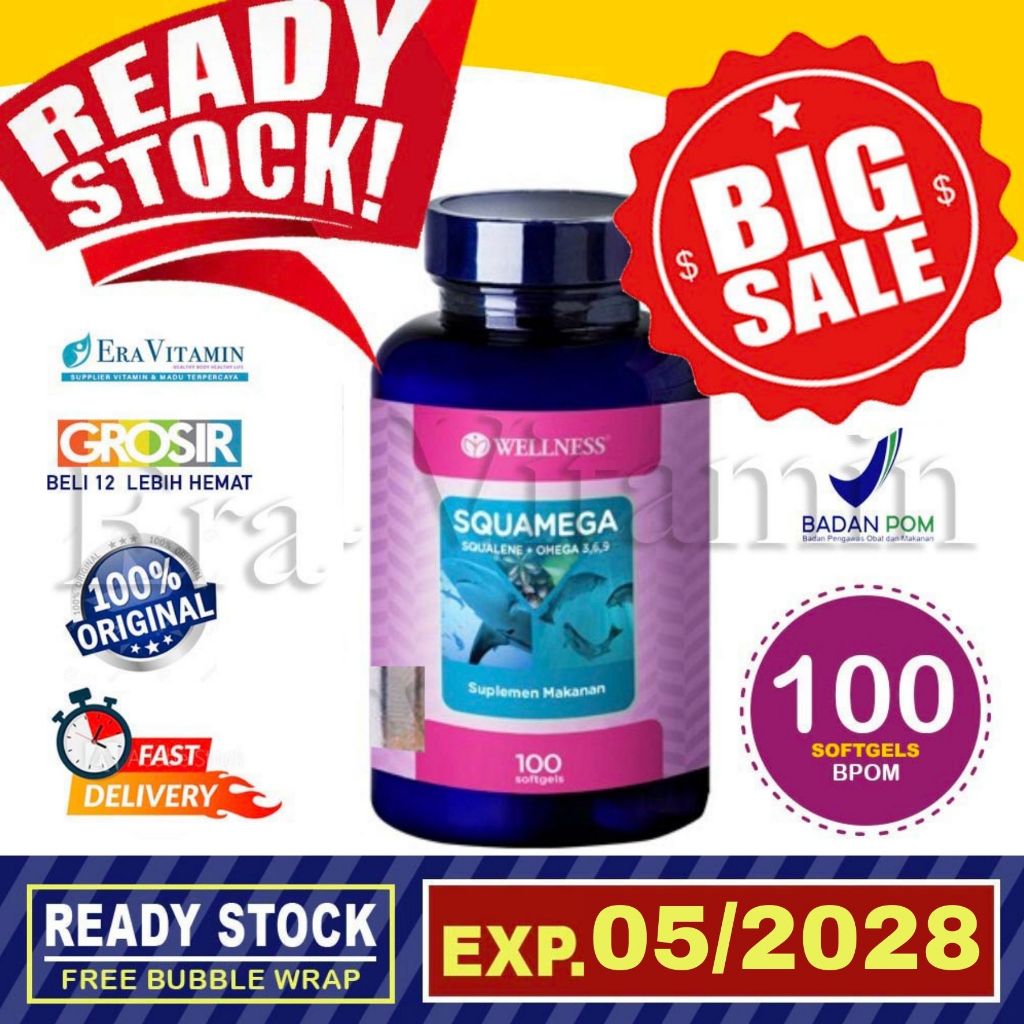WELLNESS Squamega Squalene 369 Omega 3 6 9 Complete EFA 100 Kapsul