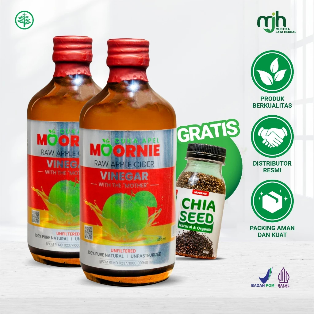 

Cuka Apel Moornie Original Untuk Kesehatan Untuk Diet Paket 2 Botol Bonus Chia Seed