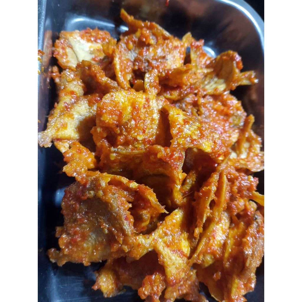 

OM-Ikan Asin Kapas Balado/Kapas Tawar Balado/ikan asin bumbu pedas/50gram