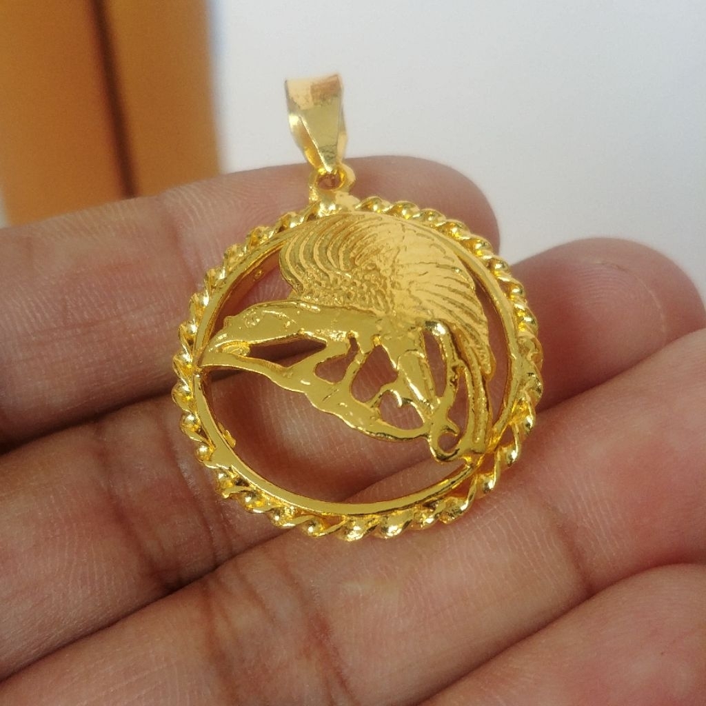 Liontin Burung Papua Cendrawasih Besar Lapis Emas Bandul Kalung