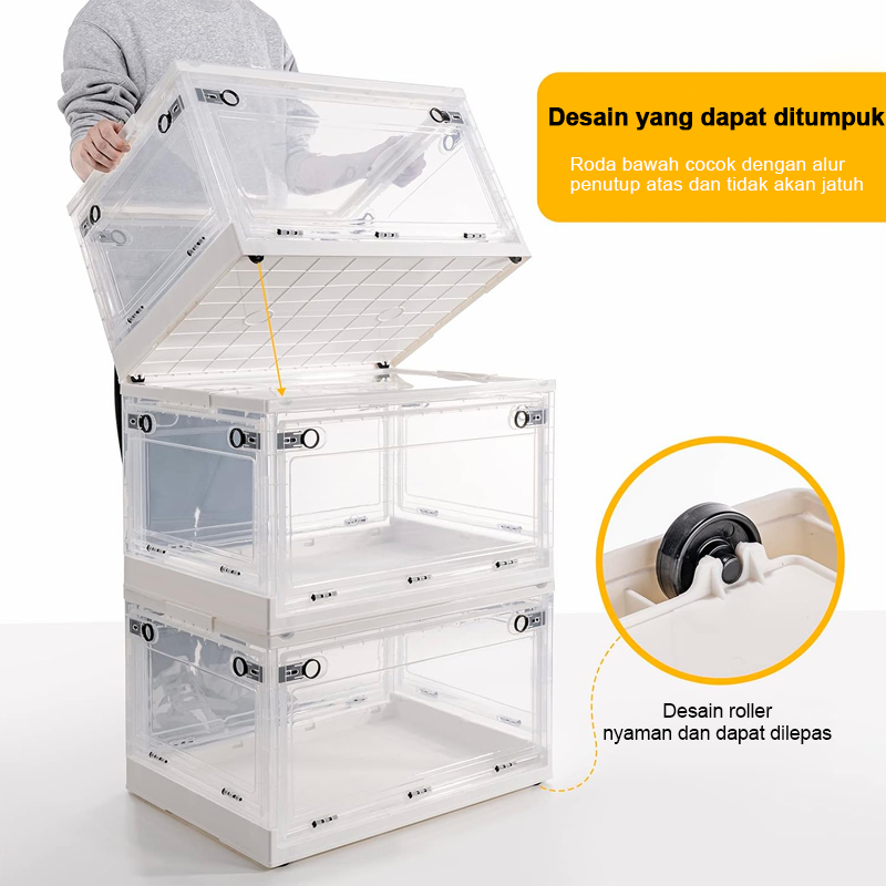 HEINO Transparan Storage box Serbaguna Putih Kotak Penyimpanan Plastik Buku Box Pakaian Penyimpanan 