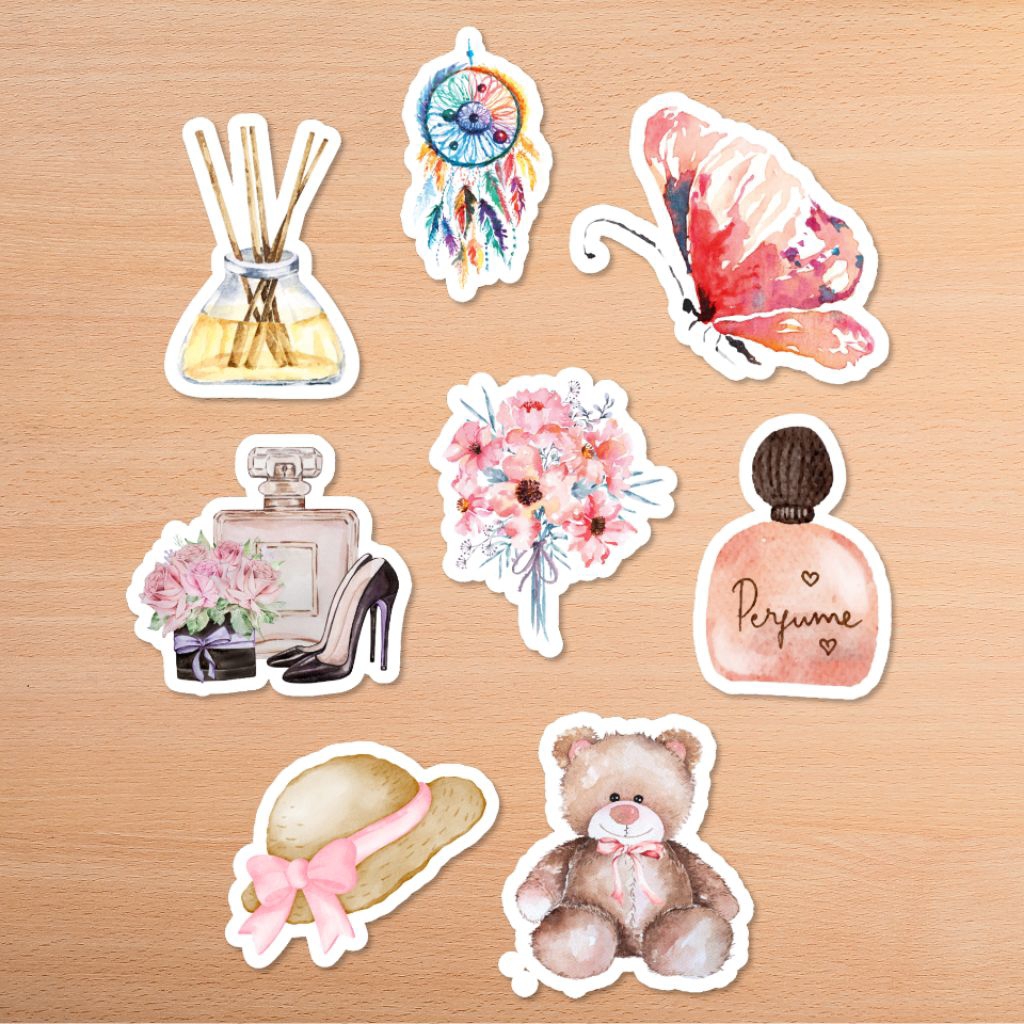 

Stiker Vinyl Matte Mungil Girly Stuff Watercolour Sticker 4-7 Cm Dekorasi Scrapbook Journal