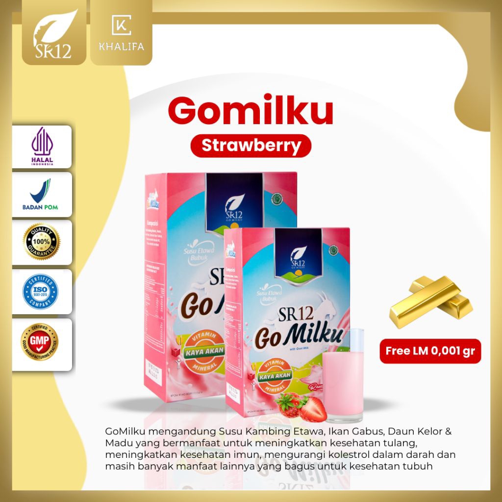 

Susu Kambing GoMilku SR12 Strawberry BPOM Halal MUI 200 gr & 600 gr Susu Kambing Etawa dengan Berbagai Macam Manfaat