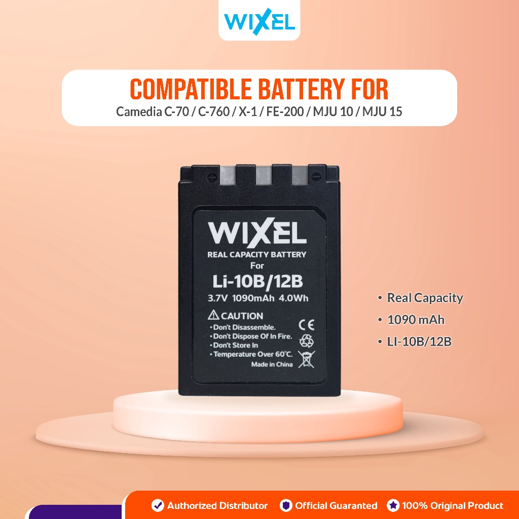 WIXEL Baterai Kamera LI-10B / LI-12B for Olympus Camedia C-70 C-7000 C-760 C-765 C-770 D-590 X-1 X-2