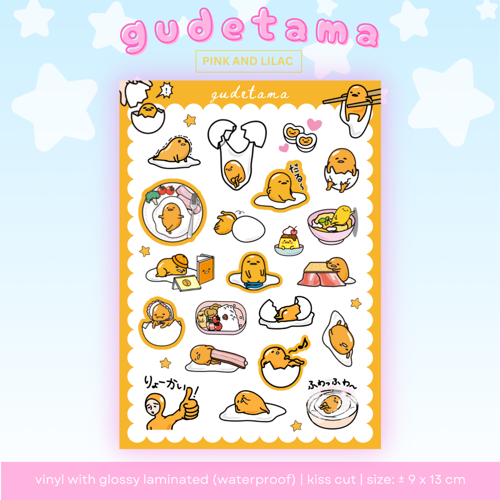 

Gudetama Sticker Sheet | Deco Sticker Japan Waterproof