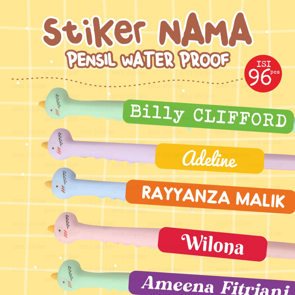 

Stiker Nama Anak Waterproof Pensil Pen Crayon Buku Label Nama ATK