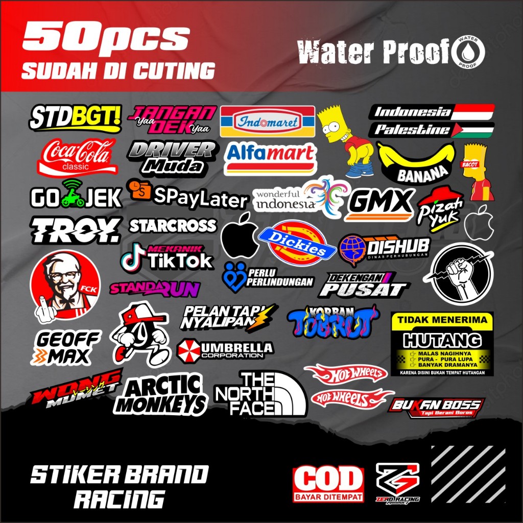 

Stiker paket 50pcs STD BCT stiker tempel niversal brand kata - kata stiker high quality