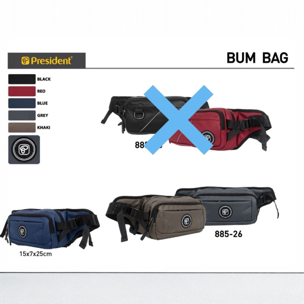 Bum Bag President Original 100% , Tas Pinggang President / Tas Dada