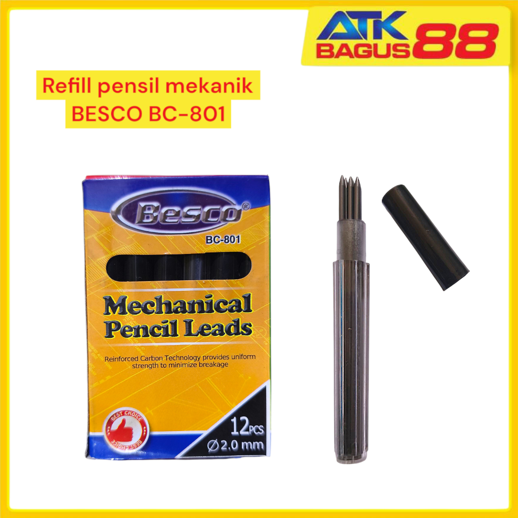 

Isi Pensil Mekanik Besco BC-801 2.0 mm – 12 Tube Pencil Leads Tebal Anti Patah