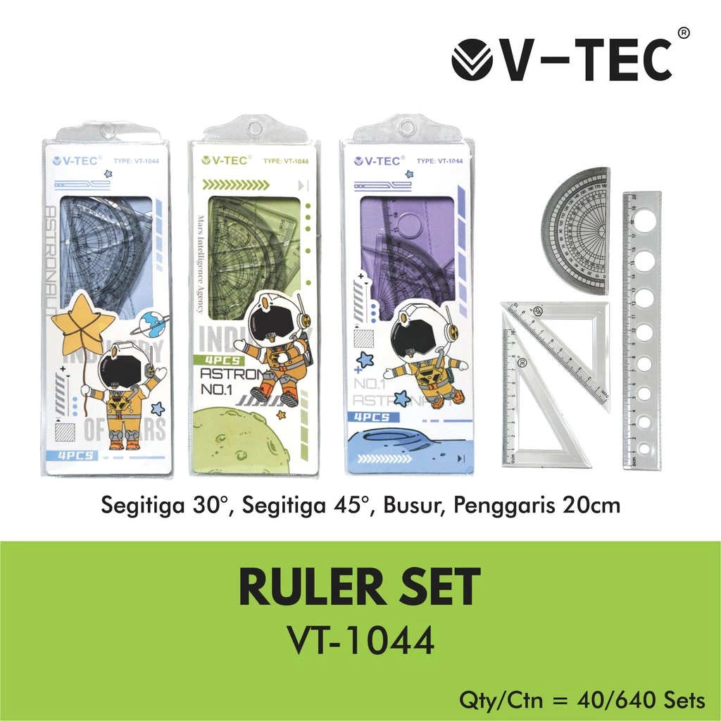 

V-TEC Ruller Set VT-1044 / Penggaris Set Karakter