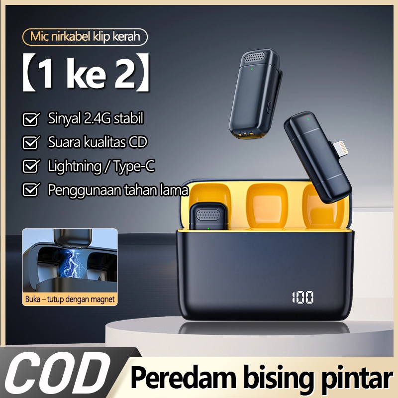 K6 Mikrofon Nirkabel Lavalier dengan Kotak Pengisi Daya Wireless Microphone Mikrofon Lapel Mini Micr