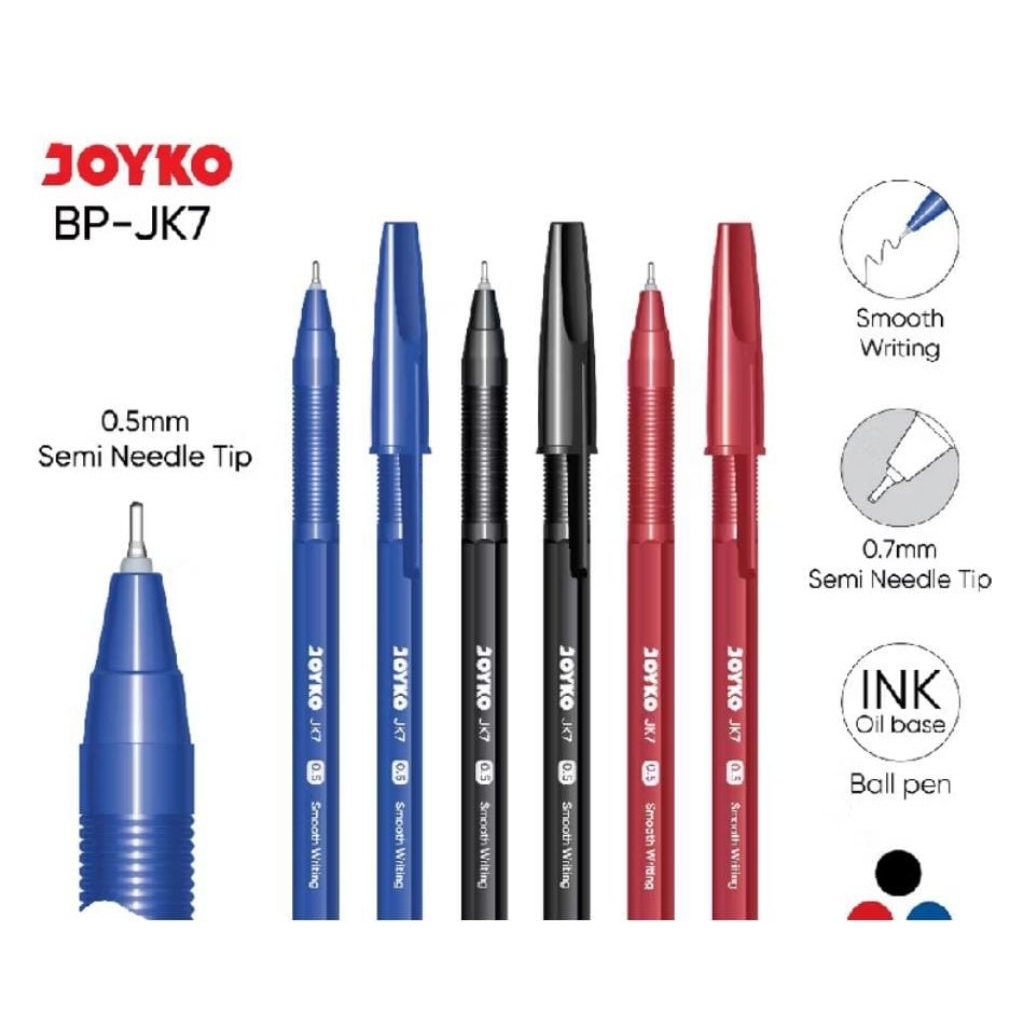 

Ball Pen Pulpen Pena Joyko JK-7 0.5 mm Warna Hitam
