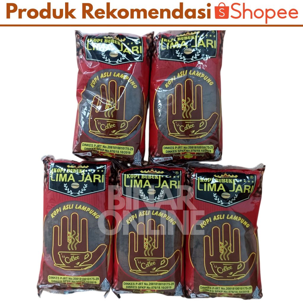 

Kopi Bubuk Lima Jari 1kg Robusta Asli Pringsewu Lampung Murah [5 x 200 gram]