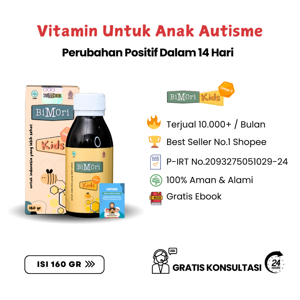 Bimori Kids Untuk Anak Autis Hiperaktif Obat Herbal Autisme Mengatasi Down Syndrome Adhd Disleksia