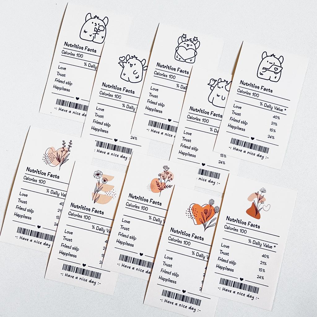 

[ , ] 10pcs Stiker Lucu Motif Nutrition Facts Lucu dan Sweet untuk Paperbag, Box dll