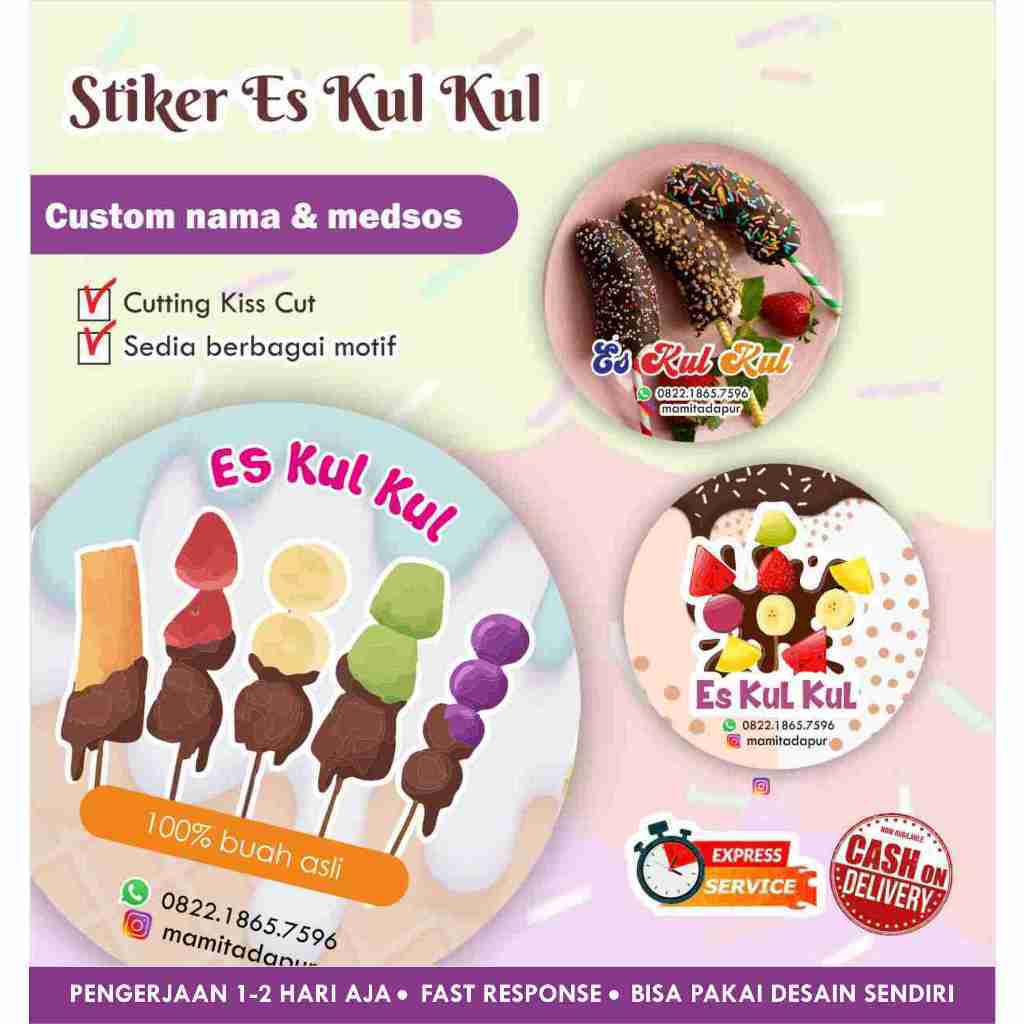 

[170 pcs] Stiker Es Kul Kul Cromo bulat / Label kemasan makanan minuman / promosi / murah / chromo