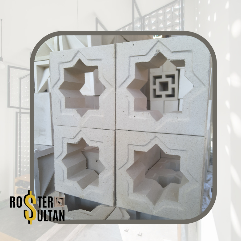 Roster Beton Minimalis | Cocok untuk Rumah Ibadah / Masjid - Roser Motif Bintang Putih