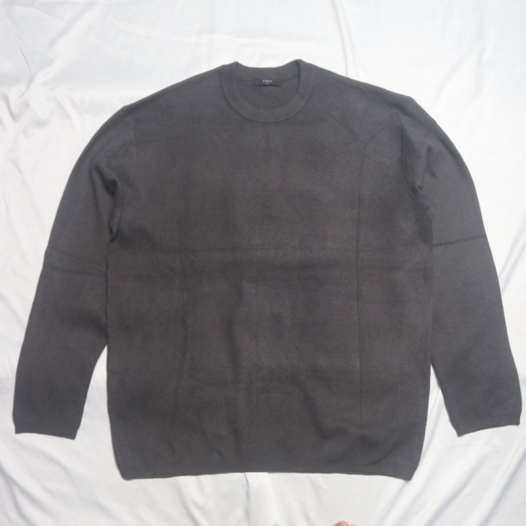 TOPTEN Knit Dark Grey Knitwear Sweater Sweatshirt Crewneck Rajut Wool Jaket