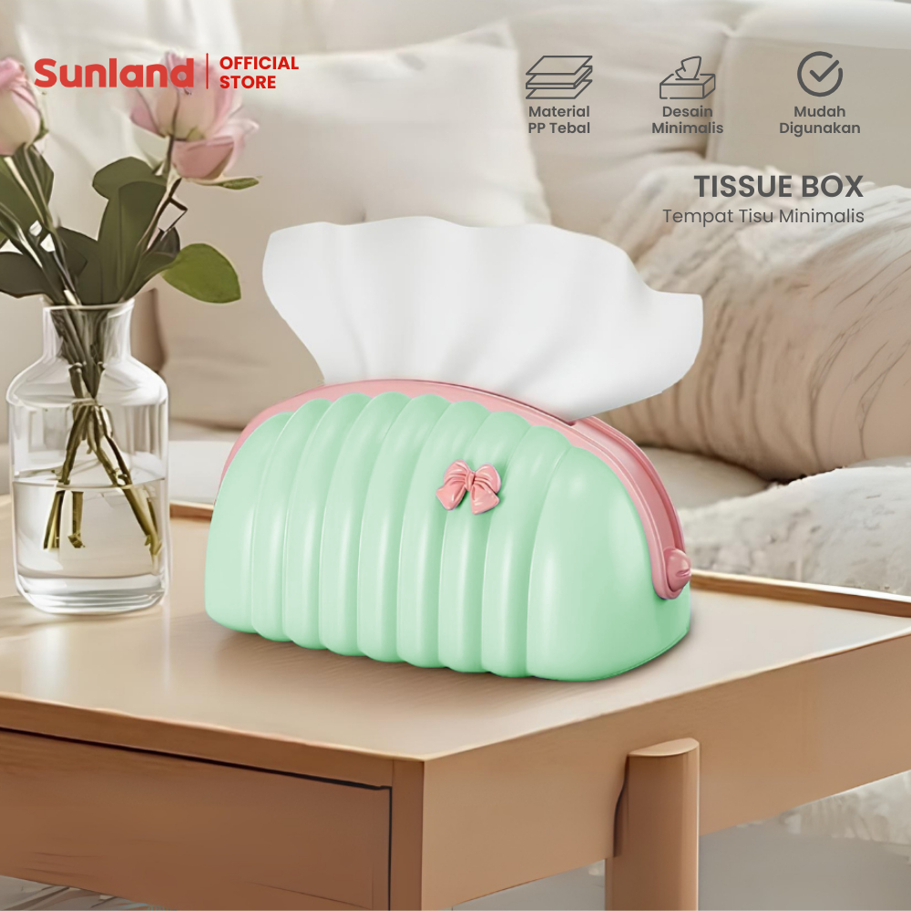 SUNLAND Tempat Tisu Kerang Mini Kotak Plastik Aesthetic Pouch Tissue Box Souvenir Pernikahan
