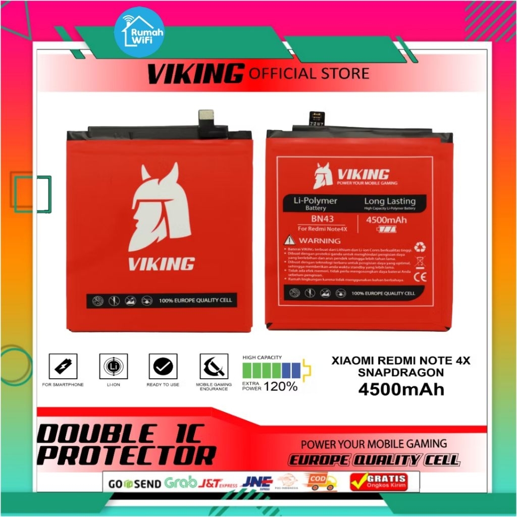 Viking Baterai original | Baterai bn43 | baterai redmi note 4x | baterai bn43 original | baterai dou