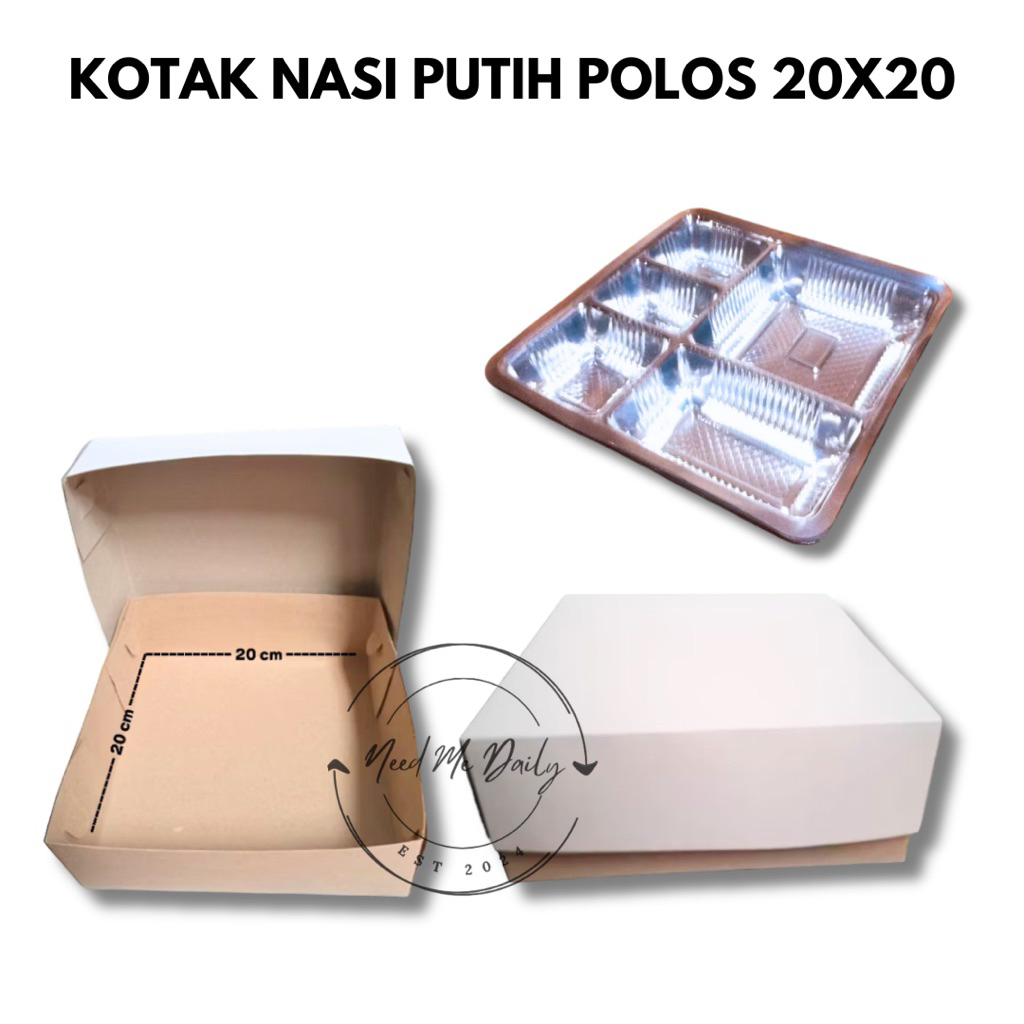 

Kotak Nasi Polos Putih 20x20 cm | Dus Nasi Kue (100 set)
