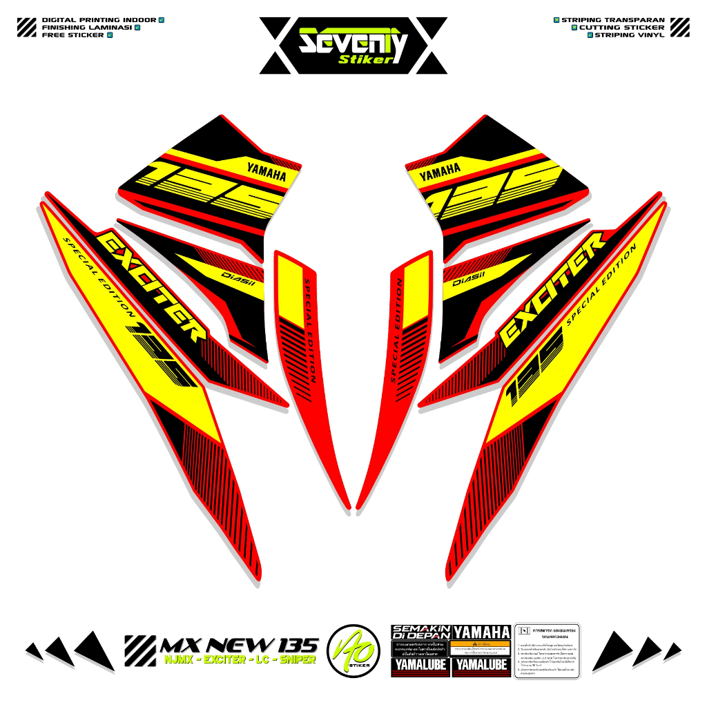 STRIPING JUPITER MX NEW 135 MOTIF 46 STIKER MX NEW 135 SIMPLE STICKER NJMX EXCITER RC LC 135 VARIASI