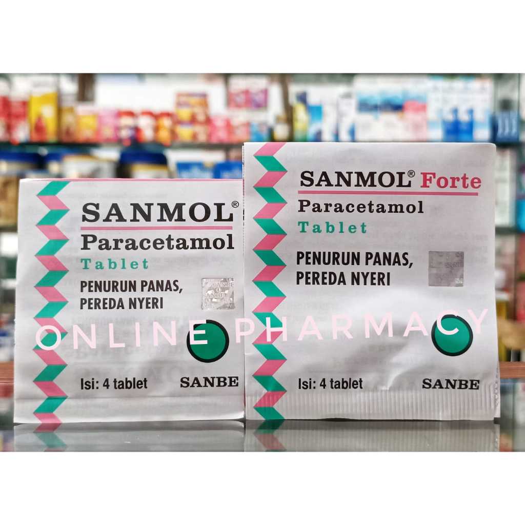 Sanmol 500MG & Forte 650MG 1 STRIP ISI 4 TABLET- Obat Demam Anak dan Dewasa