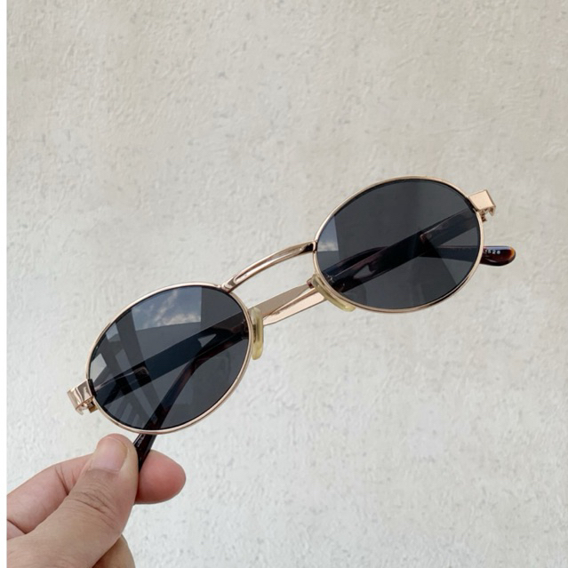 NOS- Nitro Eclipse Oval Gold Kacamata Vintage Hitam Retro by Nostalgazed Lapaktua